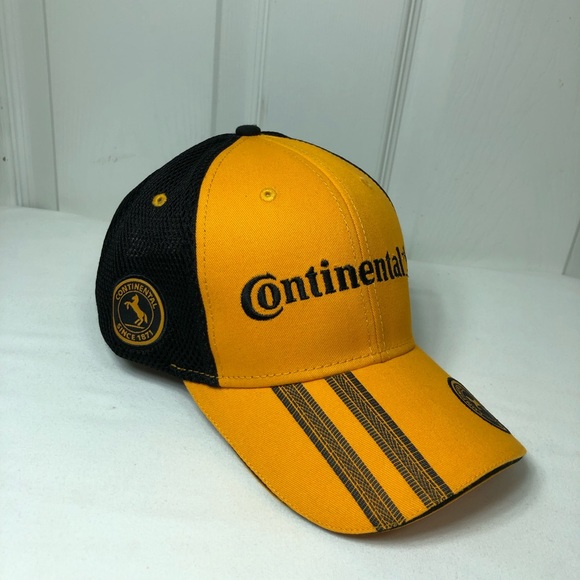 Continental Tire Trucker Black Yellow Mesh Cap Adjustable Hat - Picture 2 of 14